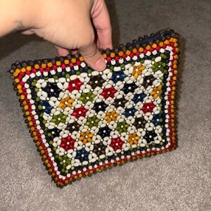 Handmade Multicolor Beaded Square Clutch